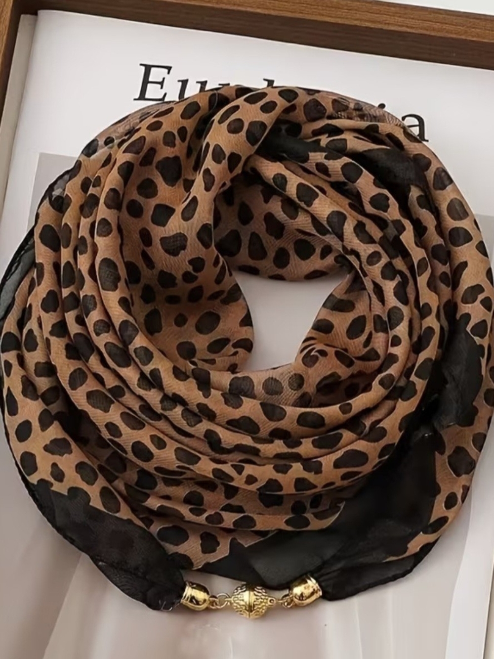 Leopard Print Scarf Necklace - Brown and Black Women’s Accessory